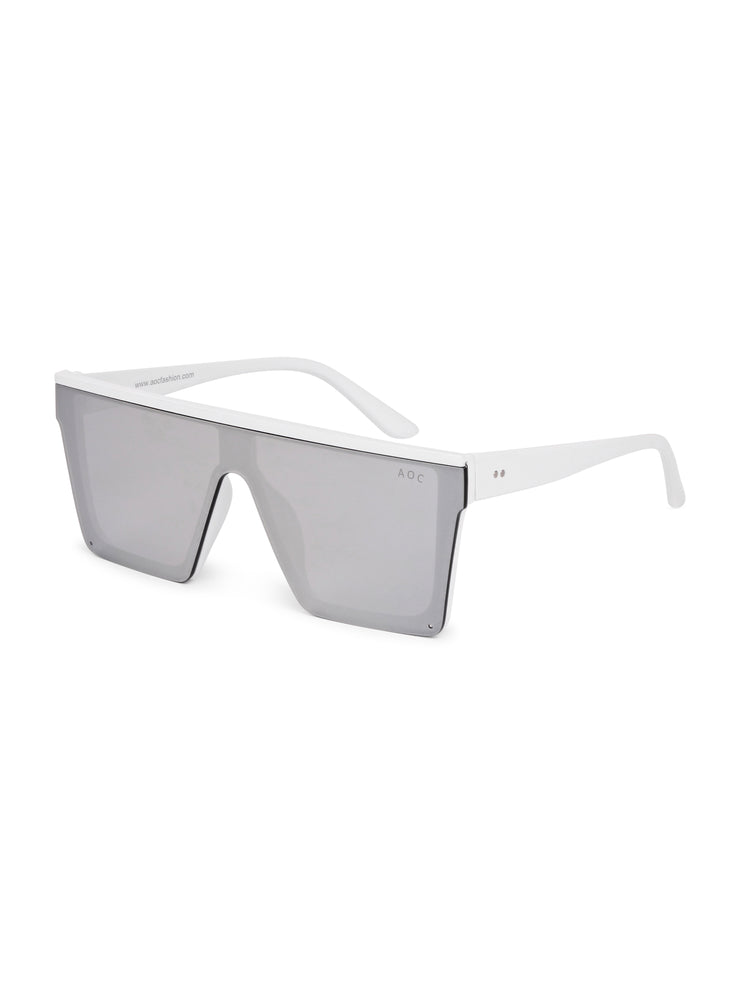 Oversized Mirrored Visor Sunglasses
